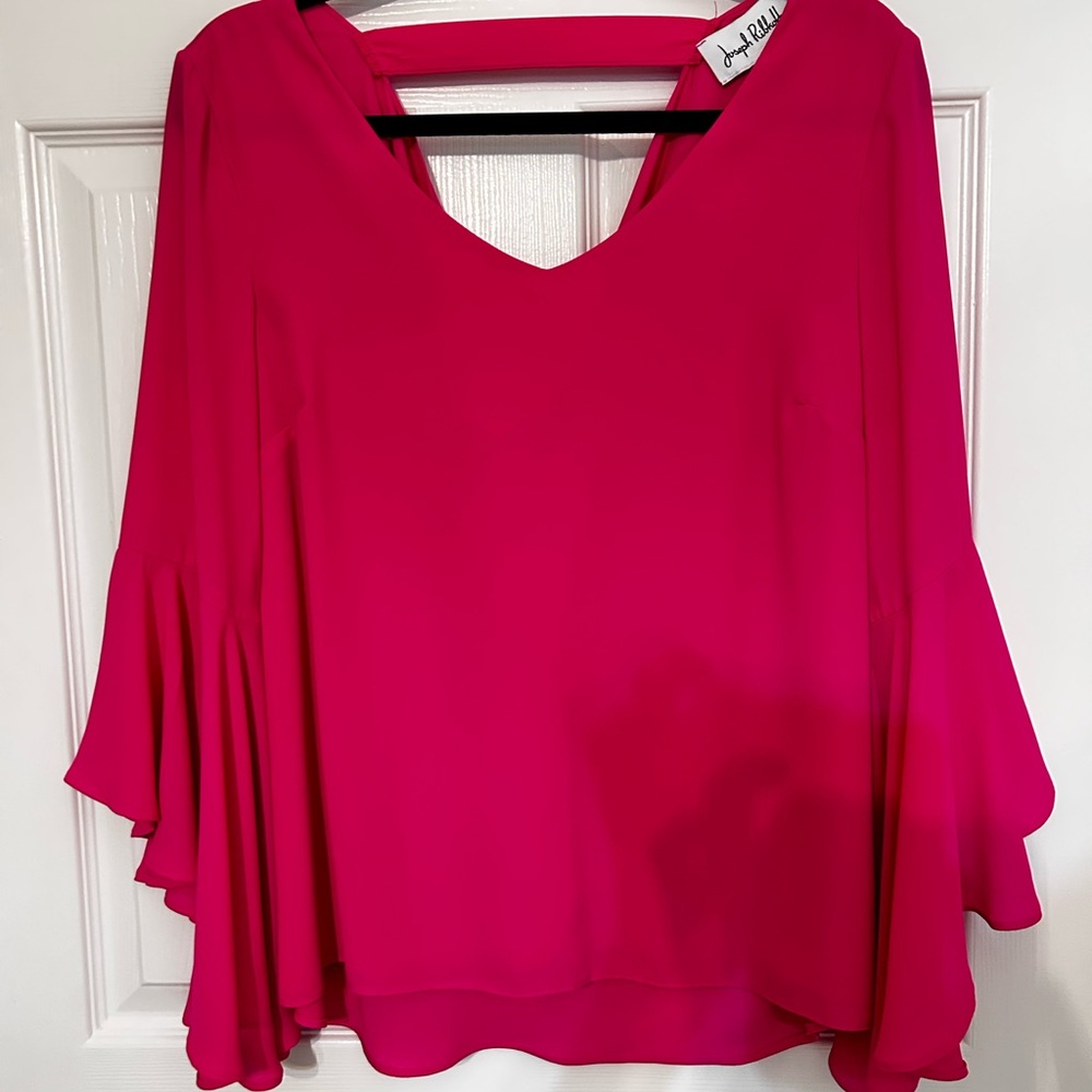 Joseph Ribkoff‎ Hot Pink Ruffle Sleeve Blouse Size 6